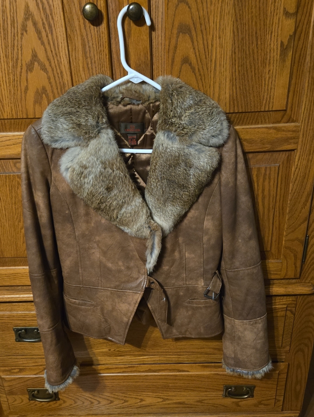 Danier Brown Suede Jacket with Fur Trim